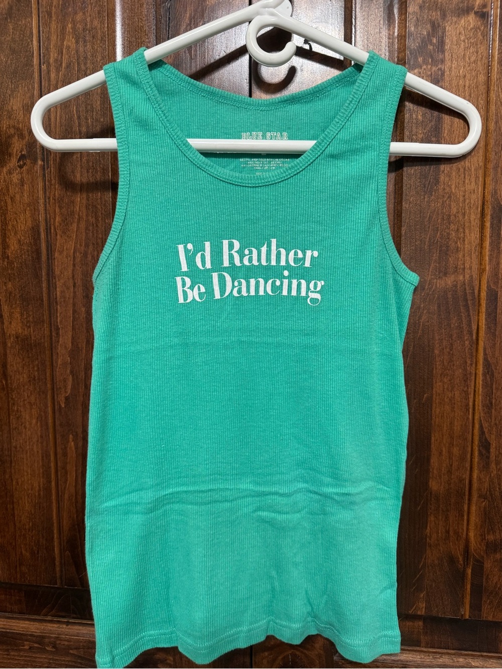 Juniors'/Women’s Teal Ribbed Tank Top — I'd Rather Be Dancing